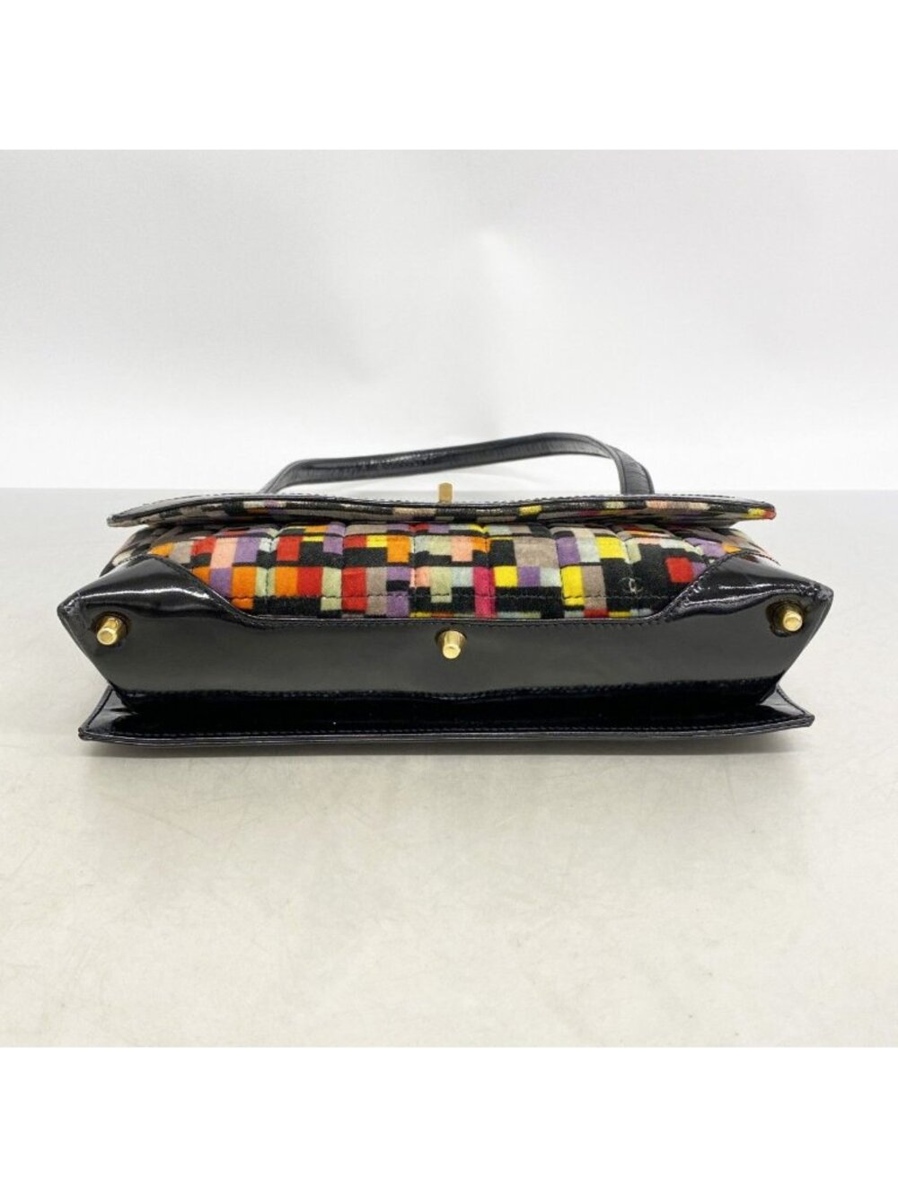 Chanel Shoulder Bag 2.55 Patent Leather Velour Multicolor Black Gold - Picture 3 of 10
